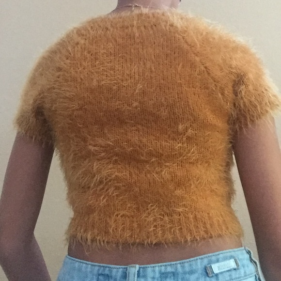 Forever 21- fuzzy mustard crop top - Picture 3 of 4